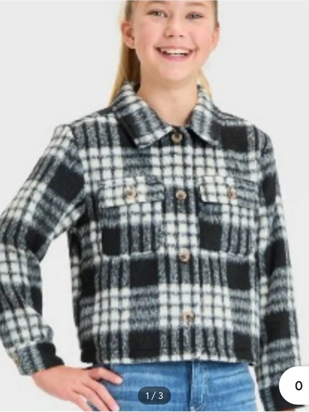 Cat & Jack Black and White Plaid Button-Up Shacket
